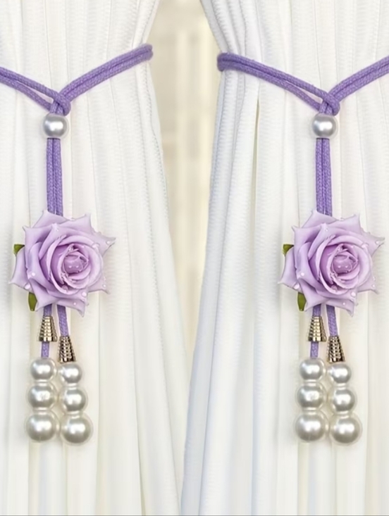 Modern Muse Home Studio Other - Lavender Rose Curtain Tiebacks by